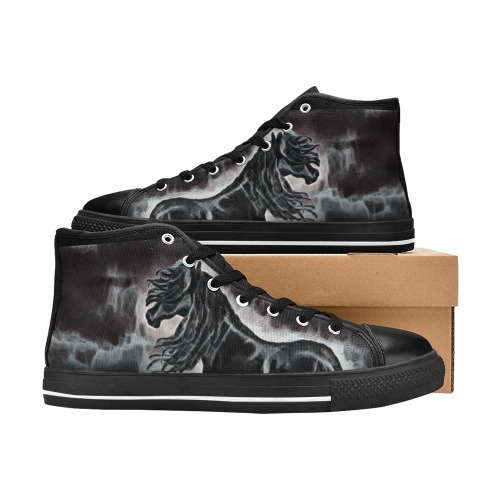 Horse Long Hair Made Of Clouds Women's Classic High Top Canvas Shoes (Model 017)