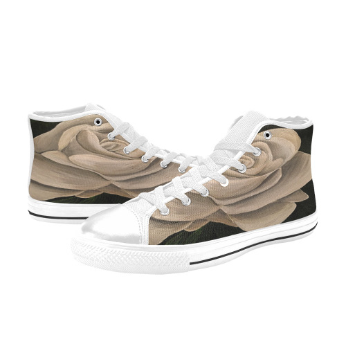 White Rose Women's Classic High Top Canvas Shoes (Model 017)