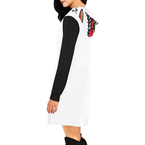 Women's Hoodie Dress Black/White All Over Print Hoodie Mini Dress (Model H27)