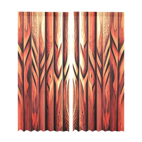 Aztec pattern on wood 3 Gauze Curtain 28"x95" (Two-Piece)