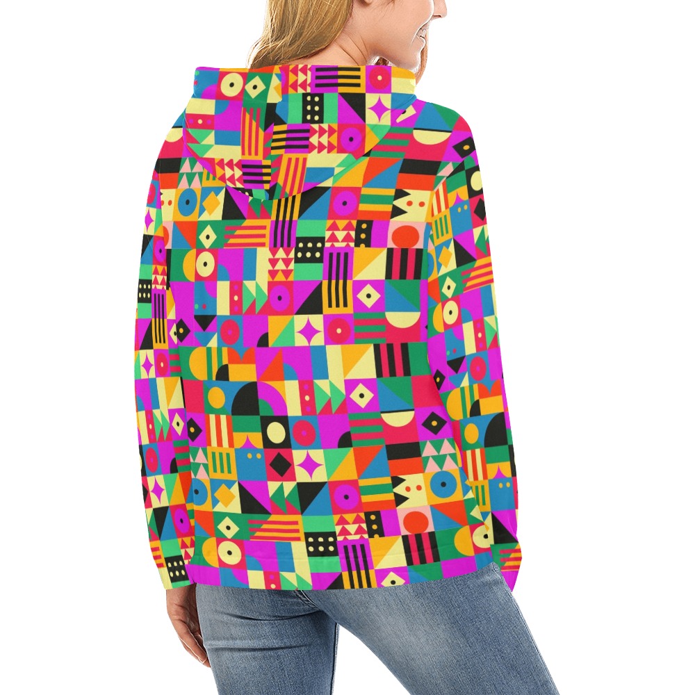 Colorful Abstract Pattern All Over Print Hoodie for Women (USA Size) (Model H13)