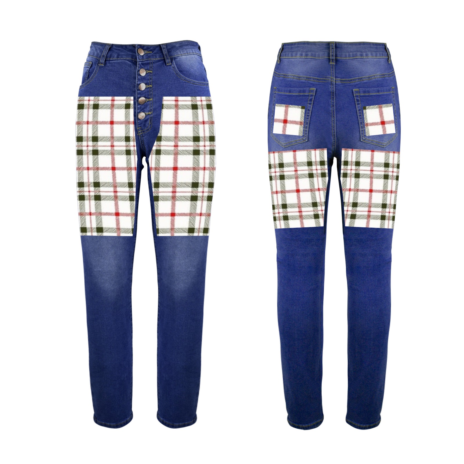Plaids 6 Women's Jeans (Front&Back Printing)