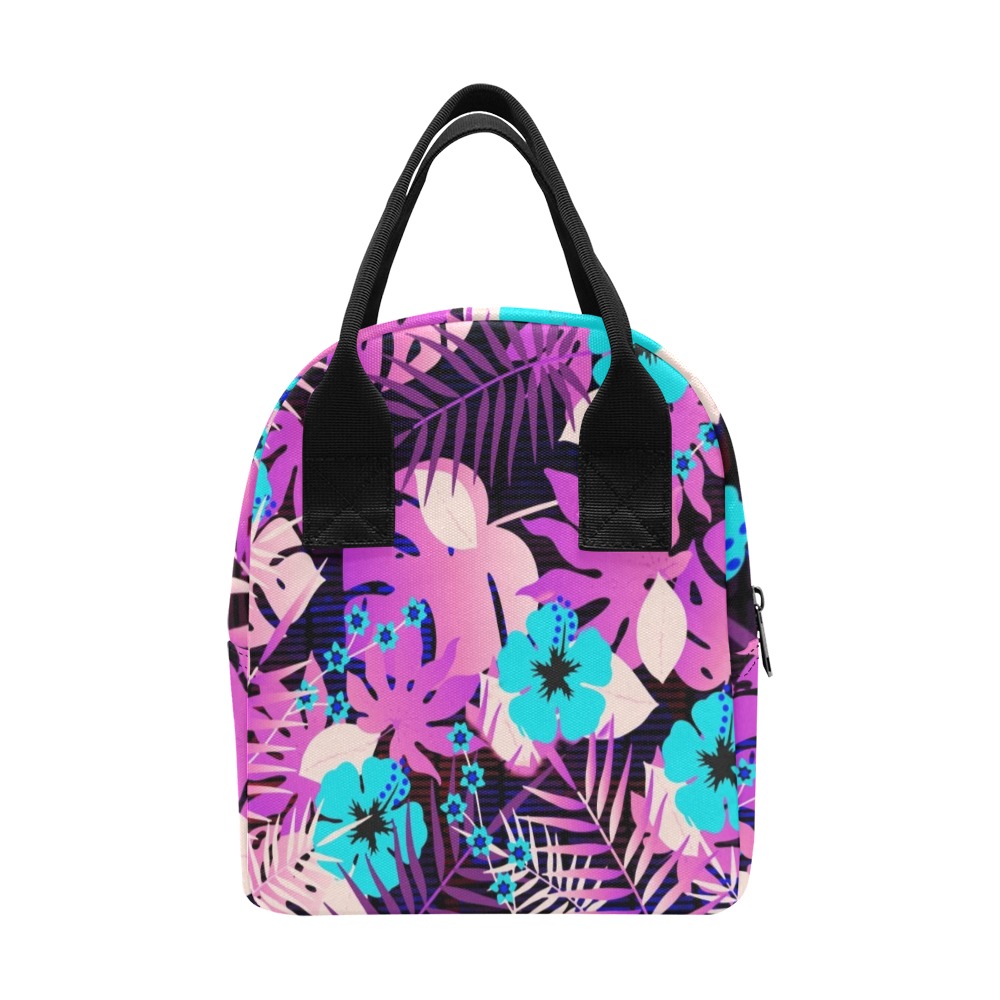GROOVY FUNK THING FLORAL PURPLE Zipper Lunch Bag (Model 1689)