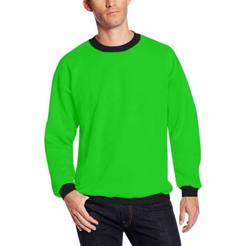 Merry Christmas Green Solid Color Men's Oversized Fleece Crew Sweatshirt (Model H18)