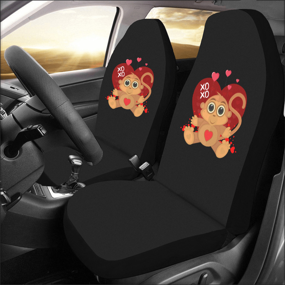 Valentine's Day Monkey Car Seat Covers (Set of 2)