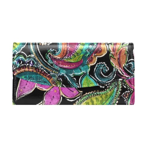 Paisley #2 Women's Flap Wallet (Model 1707)