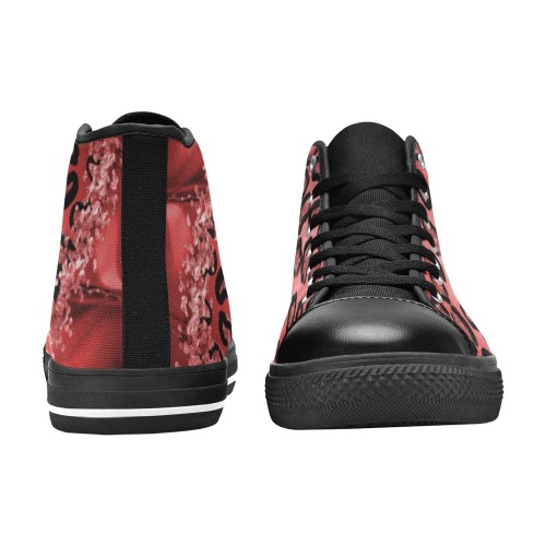Fantasy Red Glitter Leopard Women's Classic High Top Canvas Shoes (Model 017)