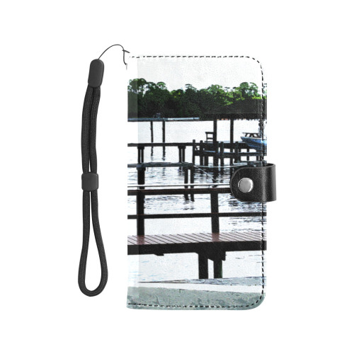 Docks On The River 7580 Flip Leather Purse for Mobile Phone/Large (Model 1703)