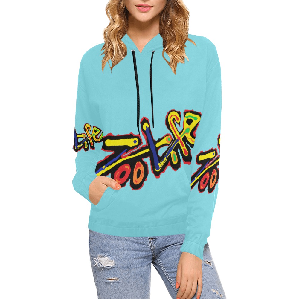 ZL.LOGO.tourq All Over Print Hoodie for Women (USA Size) (Model H13)
