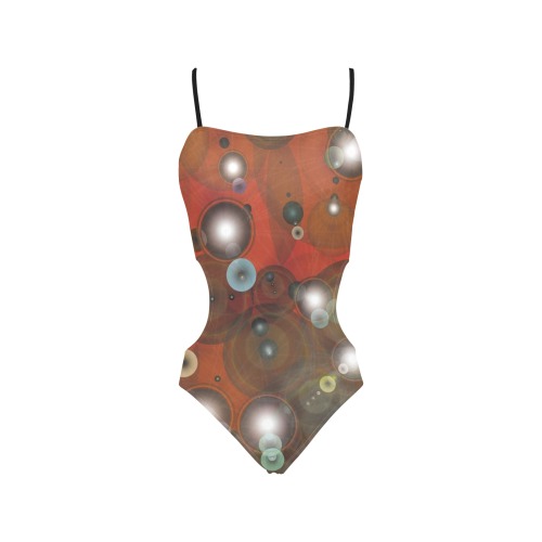 red bubble 2 Spaghetti Strap Cut Out Sides Swimsuit (Model S28)