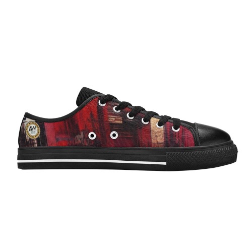 graffiti buildings red and cream 1 Men's Classic Canvas Shoes (Model 018)