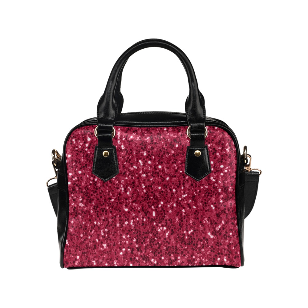 Magenta dark pink red faux sparkles glitter Shoulder Handbag (Model 1634)