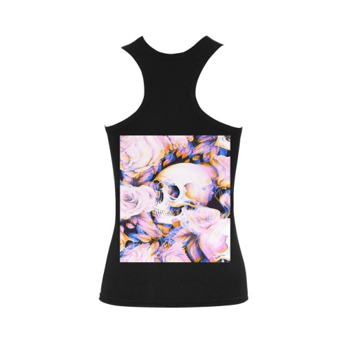 Psychedelic Pink Skull Women's Shoulder-Free Tank Top (Model T35)