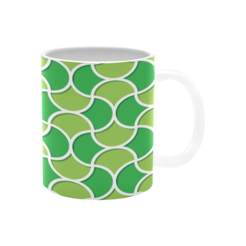 Green mosaic pattern White Mug(11OZ)