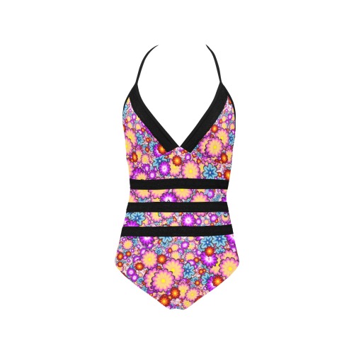 Floral Bomb Lace Band Embossing Swimsuit (Model S15)