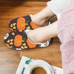 Halloween Slippers Women's Non-Slip Cotton Slippers (Model 0602)
