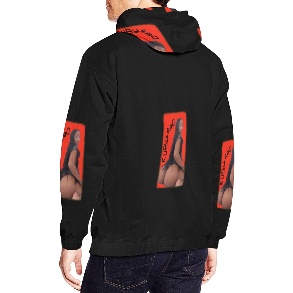 Ruby Red All Over Print Hoodie for Men (USA Size) (Model H13)