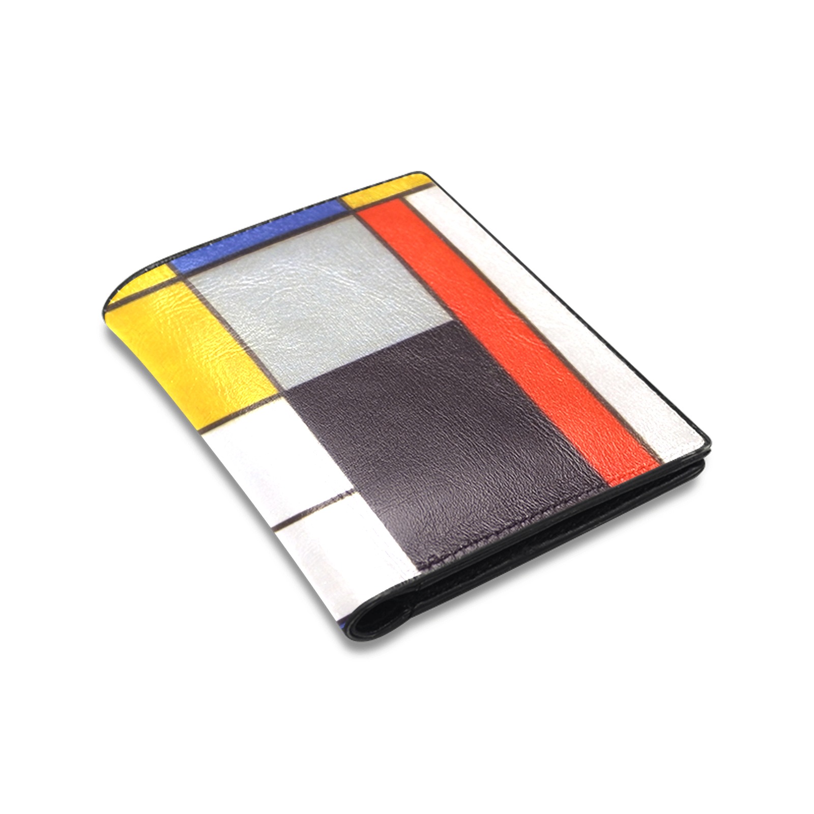 Composition A by Piet Mondrian Men's Leather Wallet (Model 1612)