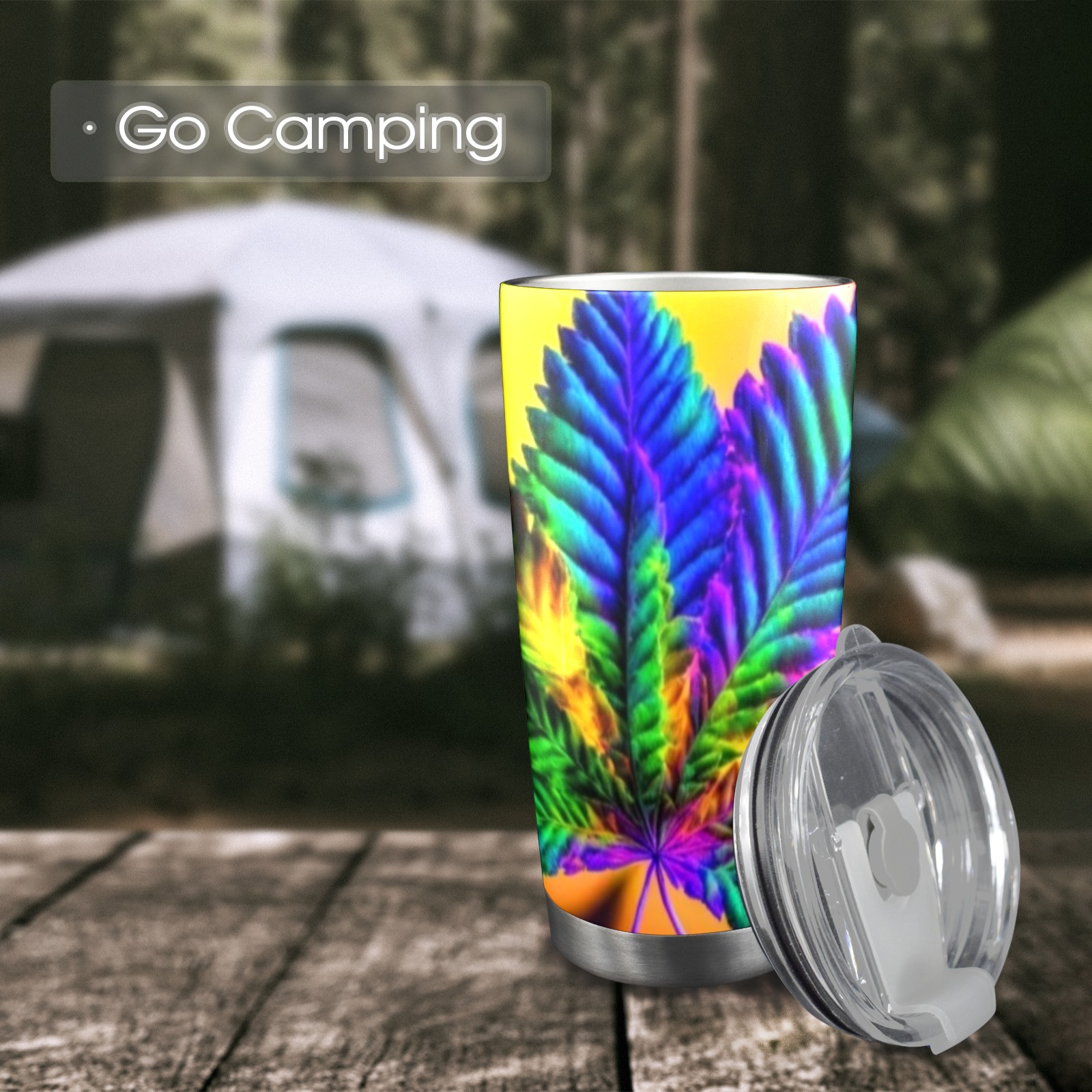 Psychedelic Leaf 20oz Mobile Tumbler with Clear Slide Lid