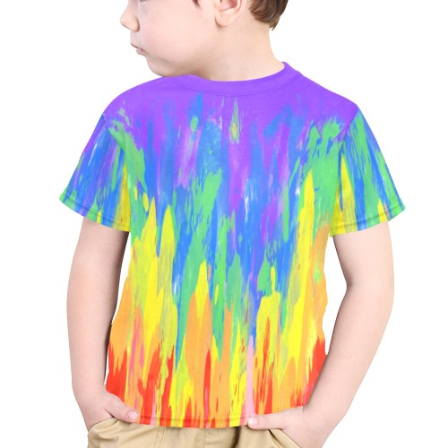 Flames Paint Abstract Purple Little Boys' All Over Print Crew Neck T-Shirt (Model T40-2)