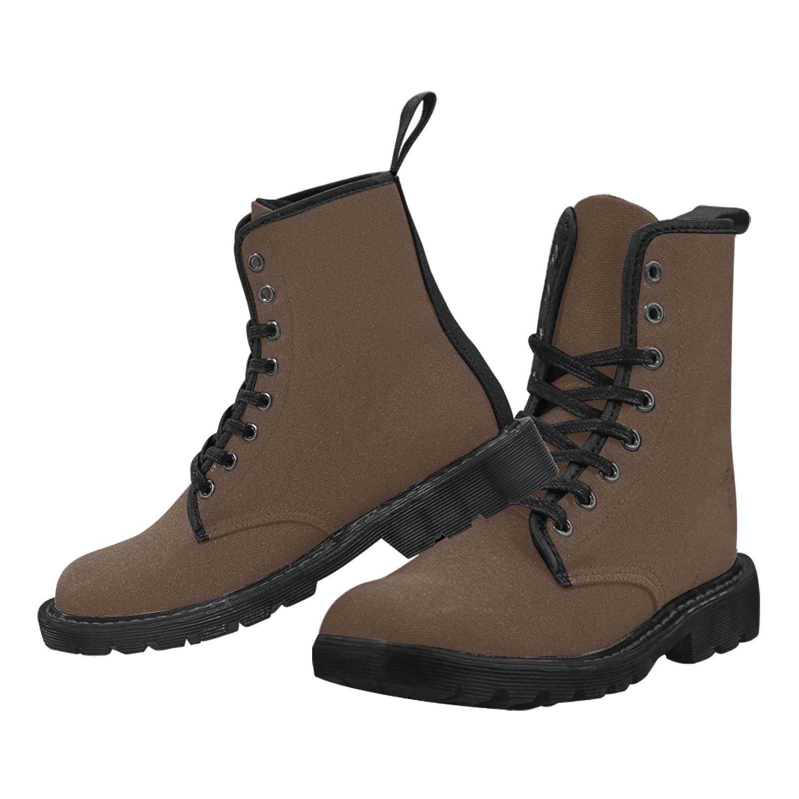 Brown Custom Canvas Boots for Men (Black) (Model 1203H)