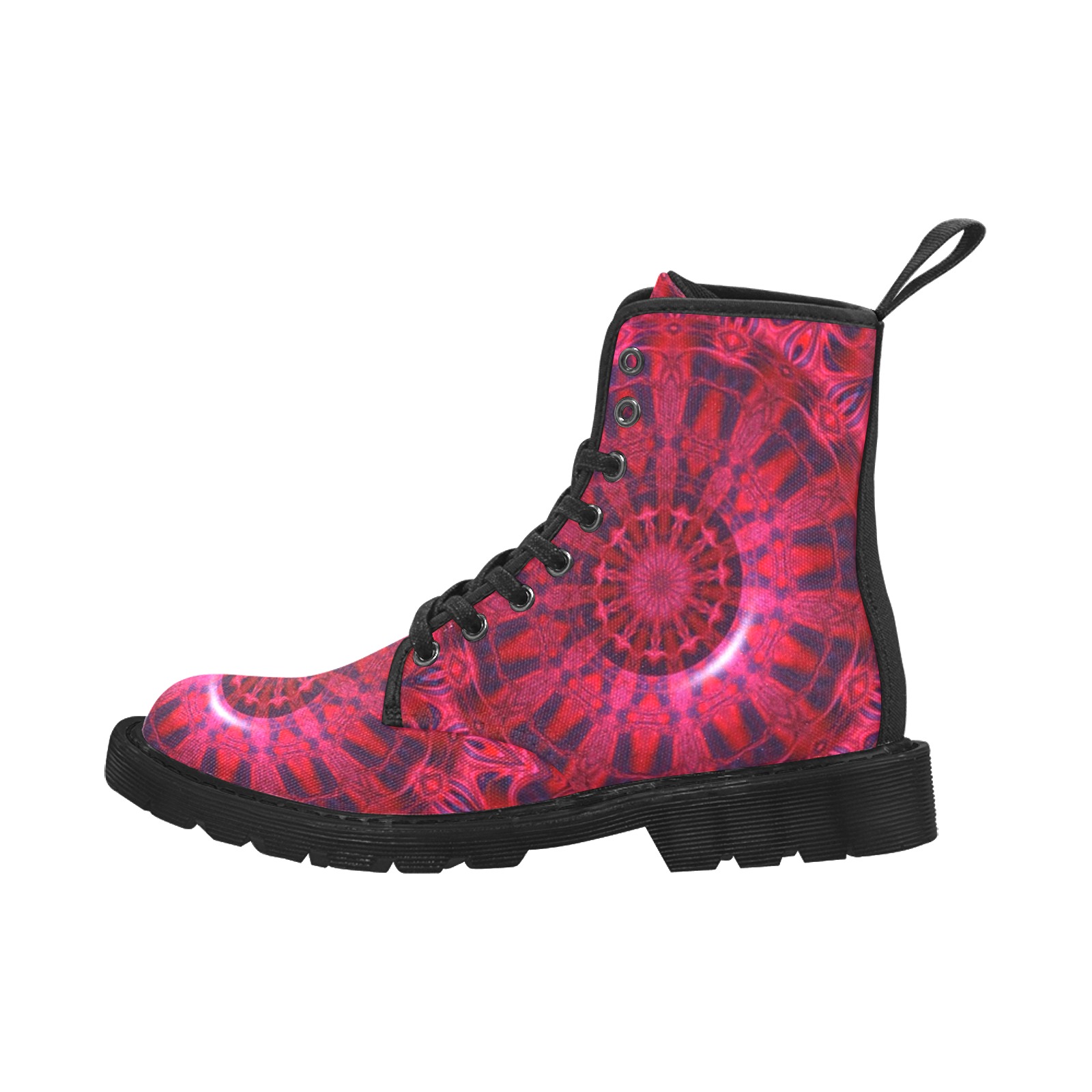 Rubies and Sapphires Kaleidoscope Mandala Abstract Martin Boots for Women (Black) (Model 1203H)