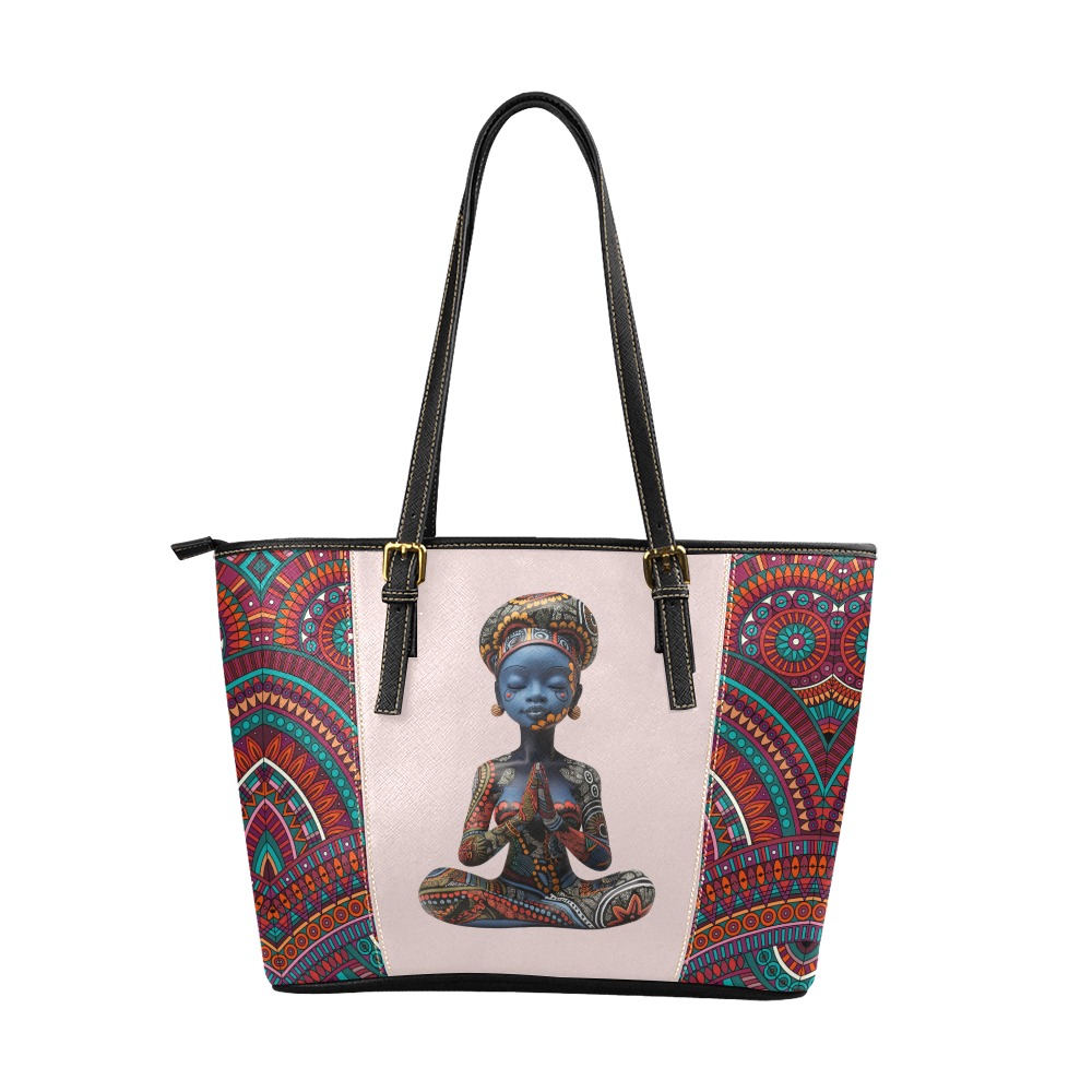 Tribal Art 1 Leather Tote Bag/Large (Model 1640)