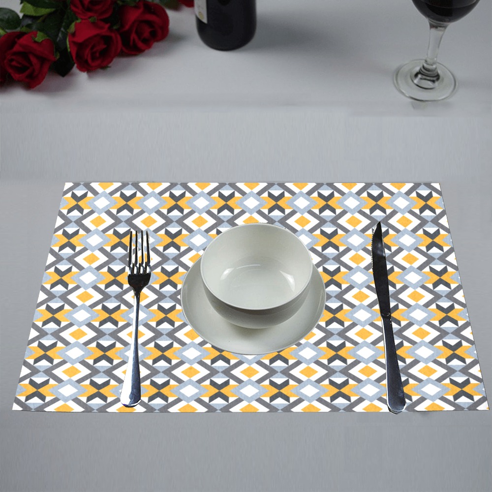 Retro Angles Abstract Geometric Pattern Placemat 12’’ x 18’’ (Set of 6)