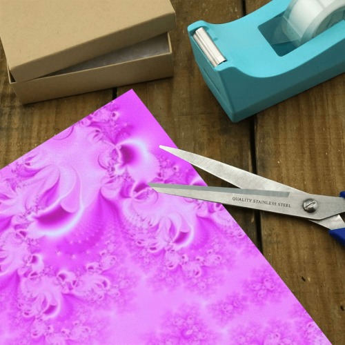Soft Violet Flowers Frost Fractal Gift Wrapping Paper 58"x 23" (2 Rolls)