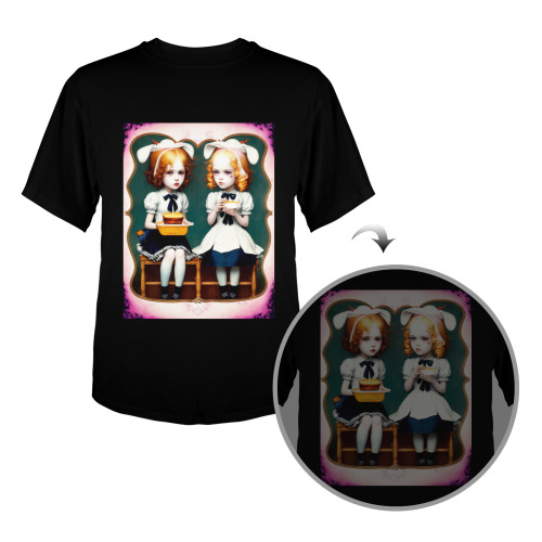 adorable ghost girls eating lunch 3 Men's Glow in the Dark T-shirt (Front Printing)