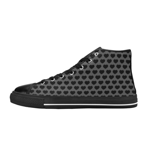 Black hearts pattern Women's Classic High Top Canvas Shoes (Model 017)
