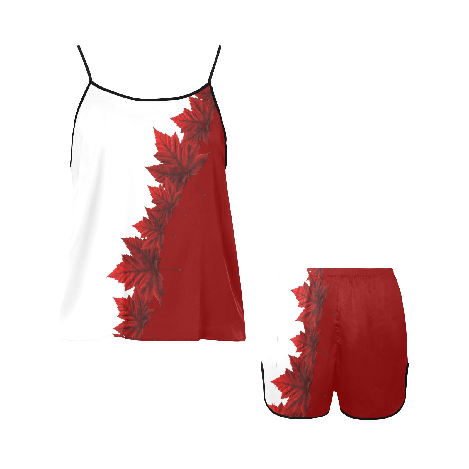 Canada Maple Leaf Women's Spaghetti Strap Short Pajama Set