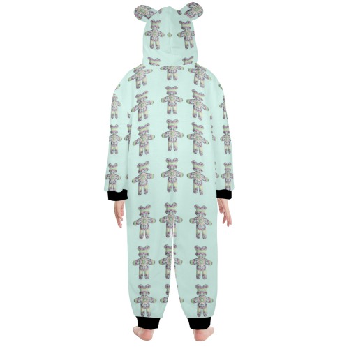 nounours 2g One-Piece Zip Up Hooded Pajamas for Big Kids