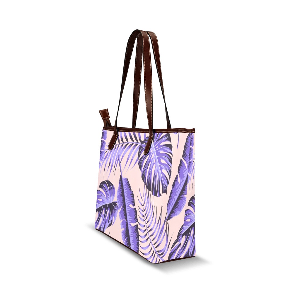 Lavender Tropical Shoulder Tote Bag (Model 1646)