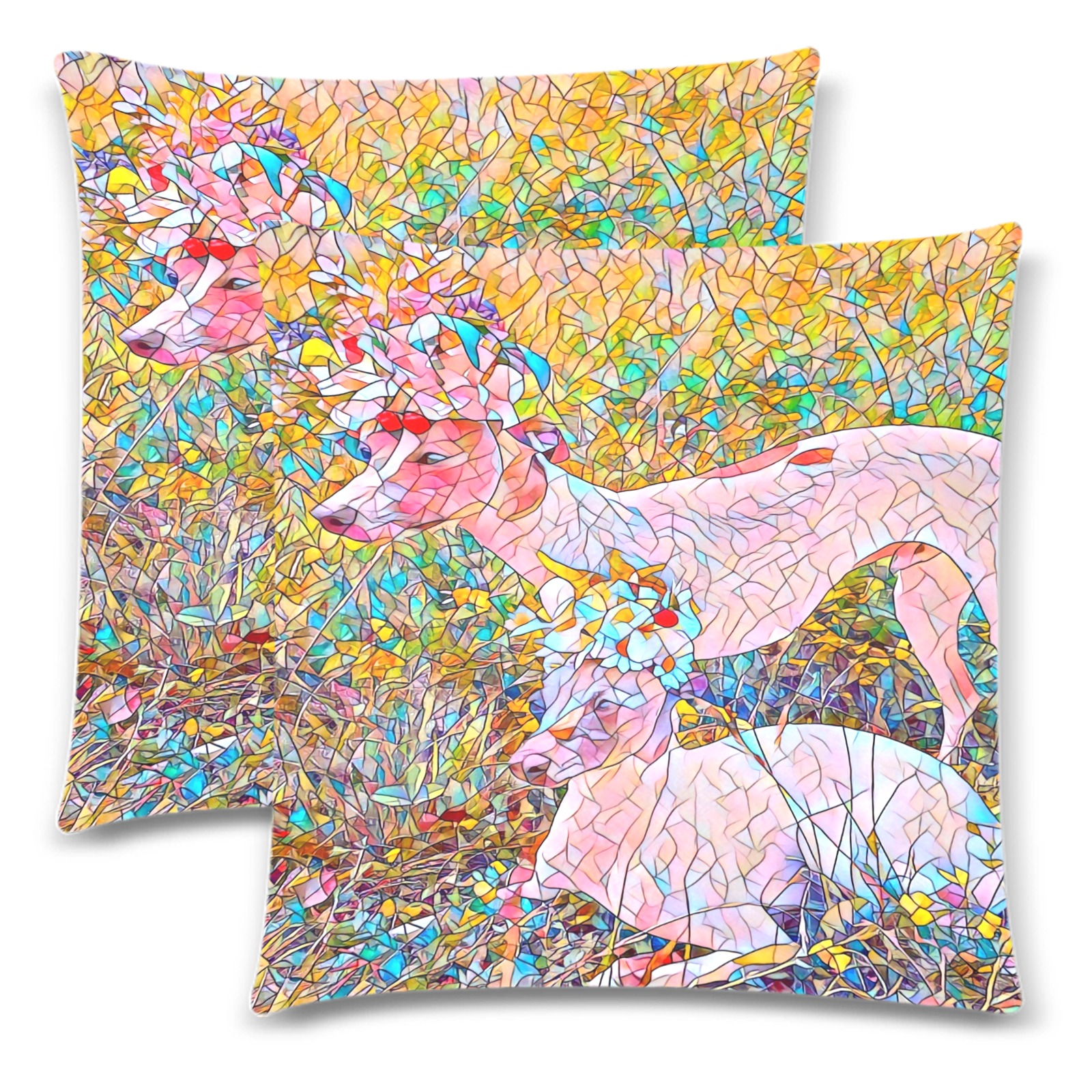 Fancy Dogs Custom Zippered Pillow Cases 18"x 18" (Twin Sides) (Set of 2)