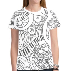 Line Art New All Over Print T-shirt for Women (Model T45)