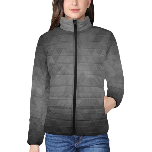 mosaic triangle 15 Women's Stand Collar Padded Jacket (Model H41)