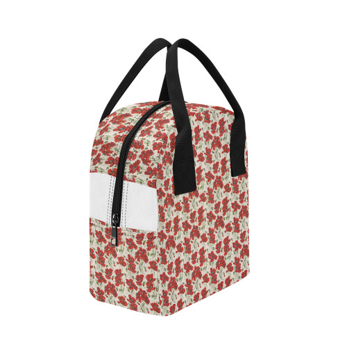 Red Poppy Flowers Vintage Floral Pattern Zipper Lunch Bag (Model 1689)