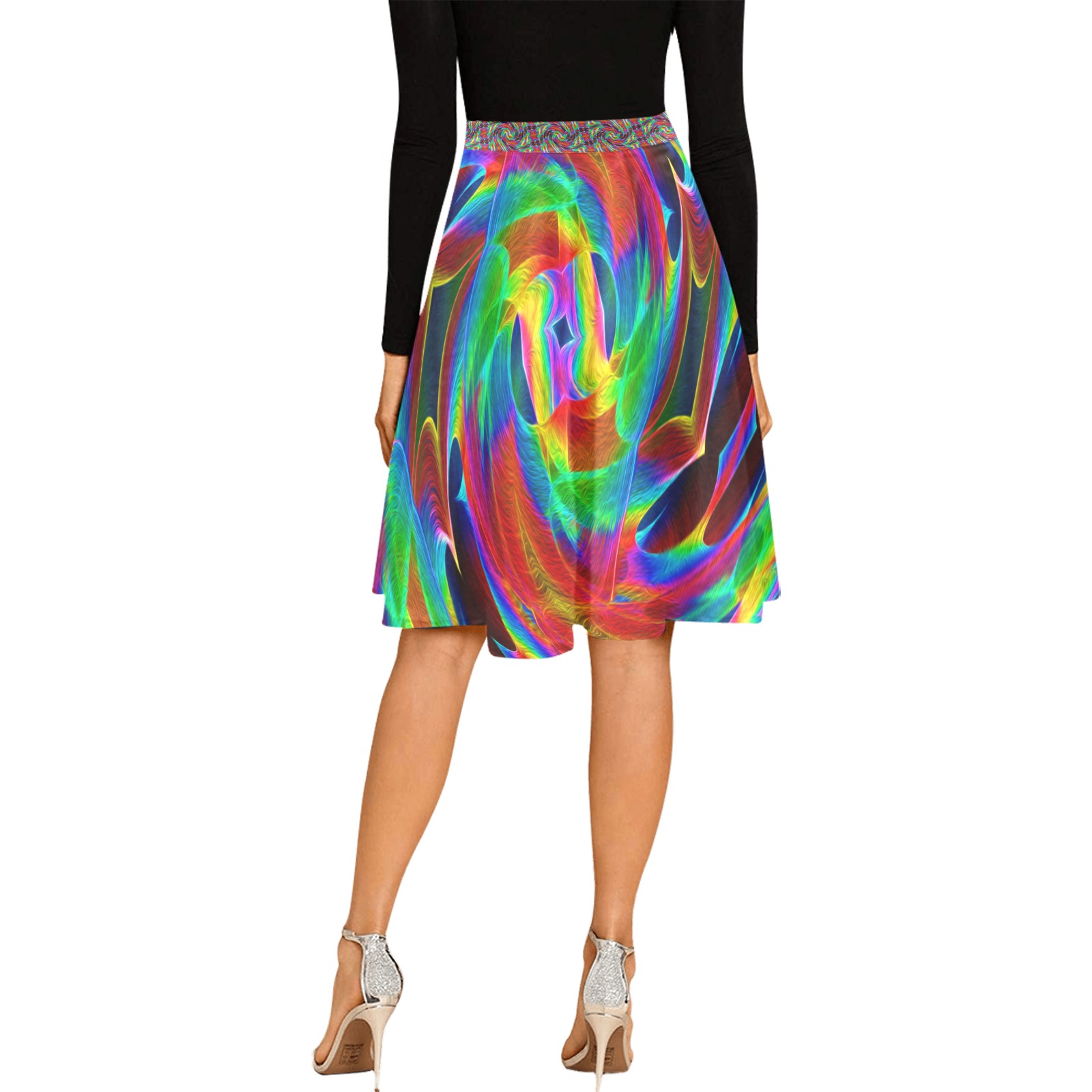 Spiral Flash Melete Pleated Midi Skirt (Model D15)