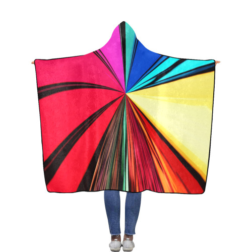 Colorful Rainbow Vortex 608 Flannel Hooded Blanket 56''x80''