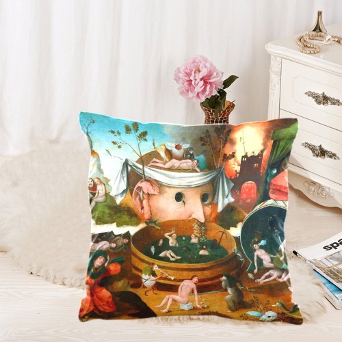 Hieronymus Bosch-The Vision of Tondal Custom  Pillow Case 18"x18" (one side) No Zipper
