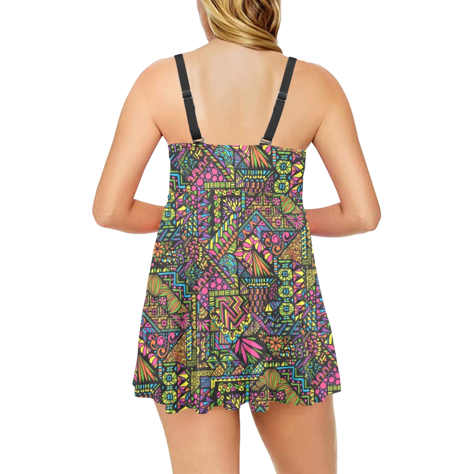 Through the Looking Glass Chest Pleat Swim Dress (Model S31)