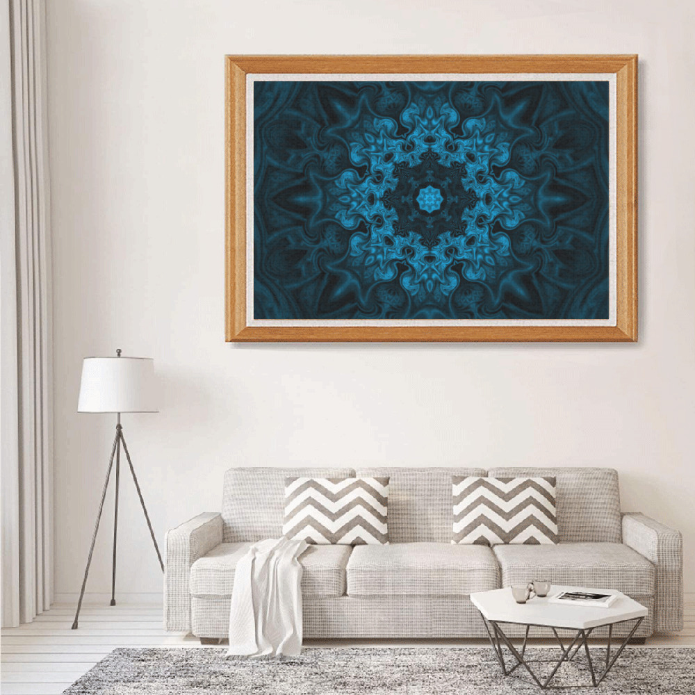 blue and black Fractal Mandala 1000-Piece Wooden Photo Puzzles