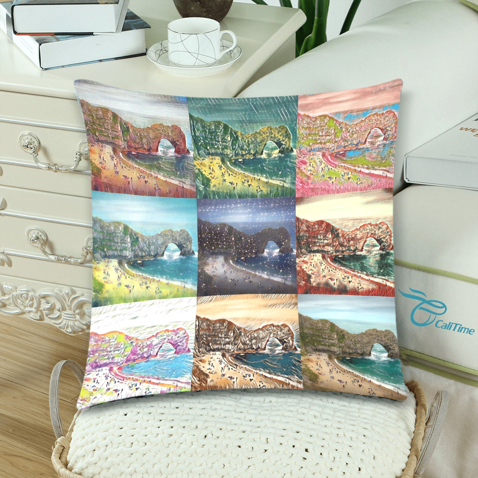 Durdle Door, Dorset, England Collage Custom Zippered Pillow Cases 18"x 18" (Twin Sides) (Set of 2)