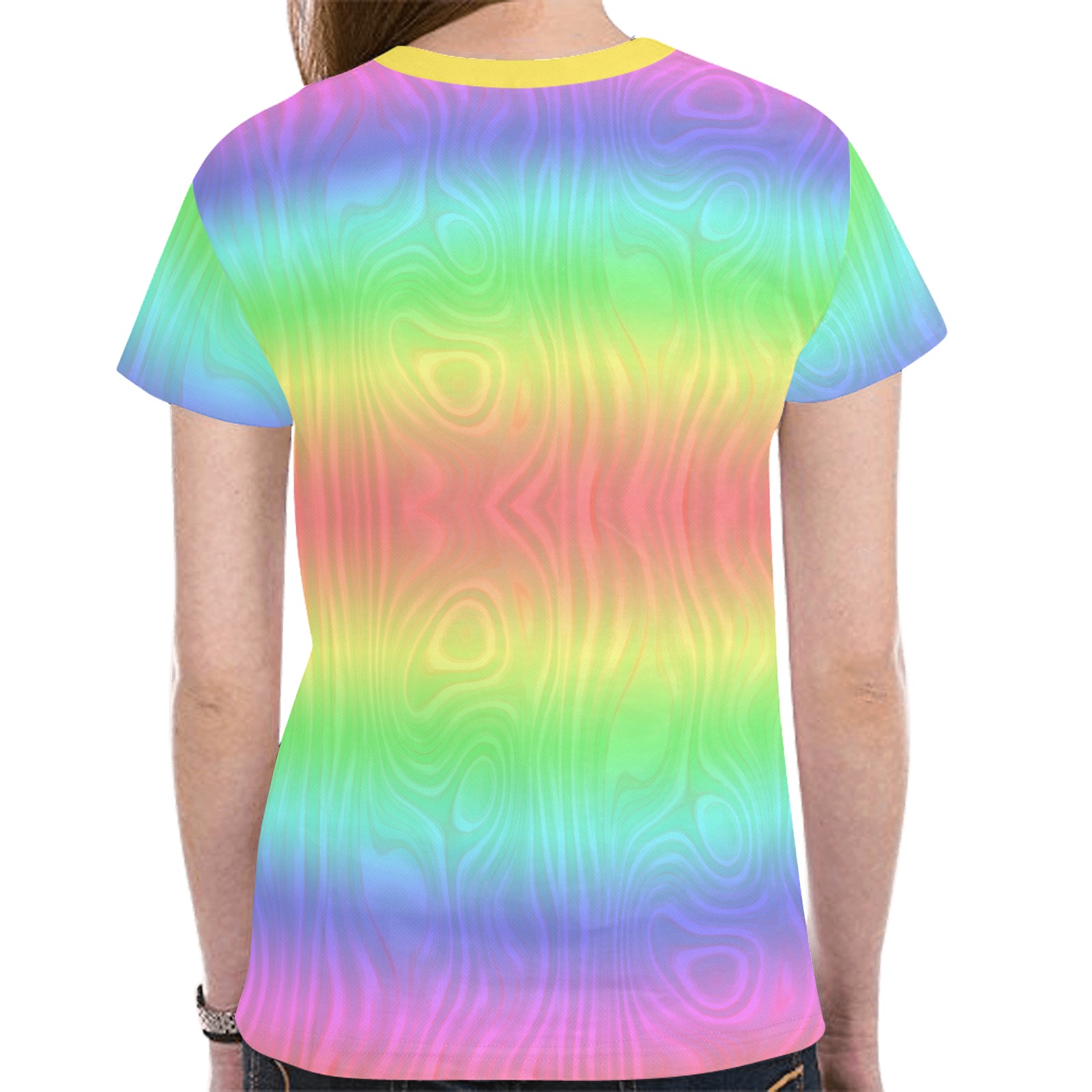 Groovy Pastel Rainbows New All Over Print T-shirt for Women (Model T45)