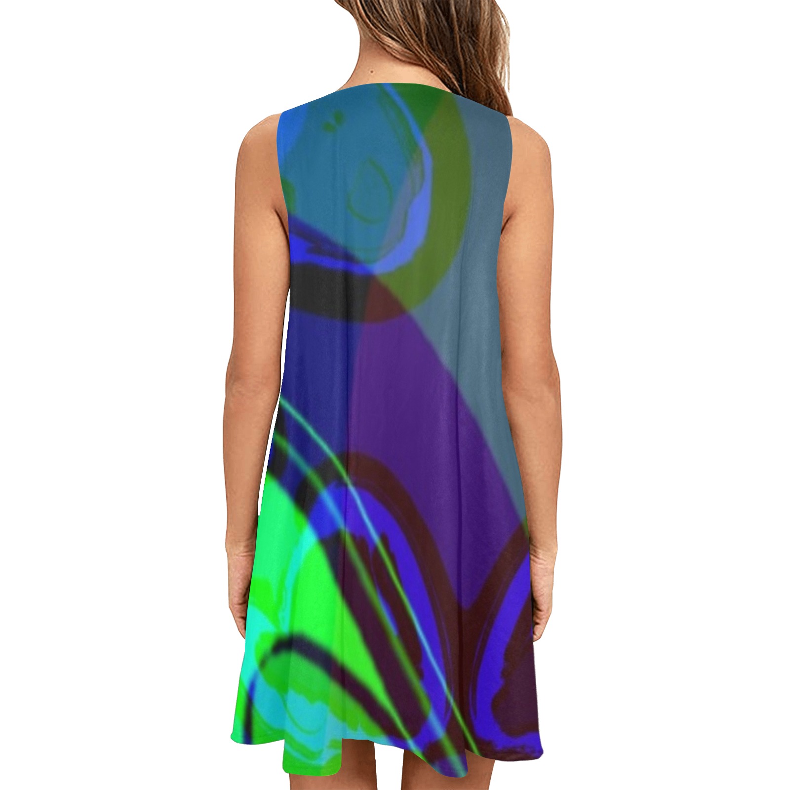 sketch1646498617724_chroma43 Sleeveless A-Line Pocket Dress (Model D57)