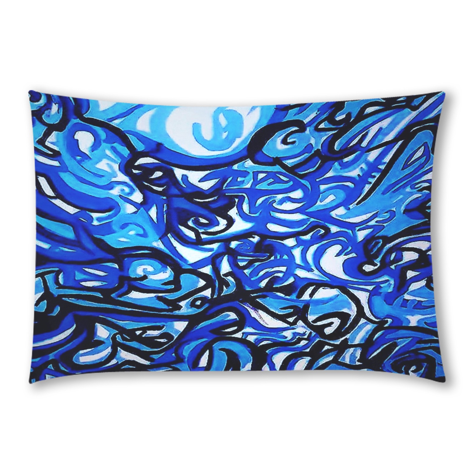 Blue Abstract Graffiti Custom Rectangle Pillow Case 20x30 (One Side)