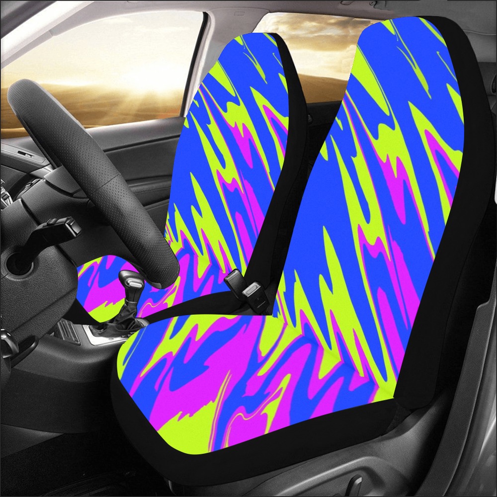 Spray Paint Pink Lime Blue Car Seat Covers (Set of 2)