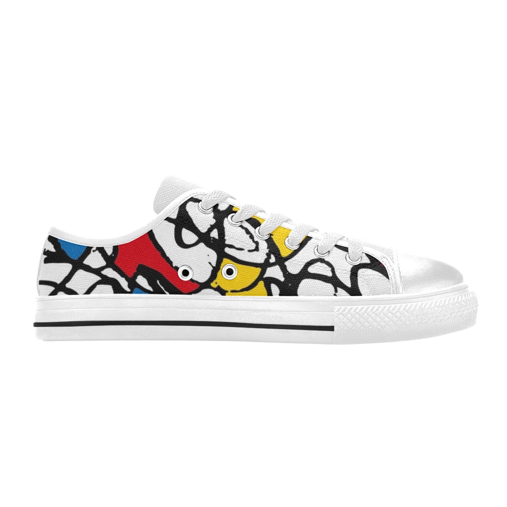 Mondrian Doodle Scribble Women's Classic Canvas Shoes (Model 018)