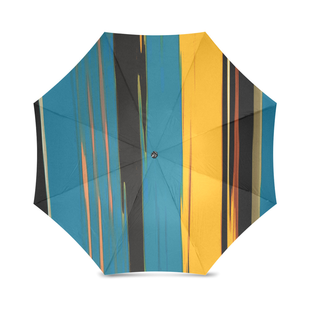 Black Turquoise And Orange Go! Abstract Art Foldable Umbrella (Model U01)